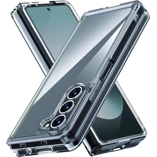 amazon basics Compatible with Samsung Galaxy Z Fold 6 Case Cover Transparent Non-Slip Hard PC Shockproof TPU Bumper Protective Phone Case for Z Fold 6 Back Cover (2024) - Clear