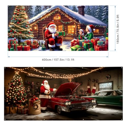 Décoration porte de garage colorée Noël grand format bâche extérieure S011