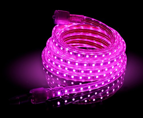 Image of CBconcept UL Listed, 50 Feet, Super Bright 13500 Lumen, Pink, Dimmable, 110-120V AC Flexible Flat LED Strip Rope Light, 930 Units 5050 SMD LEDs, Indoor Outdoor Use, Ready to use