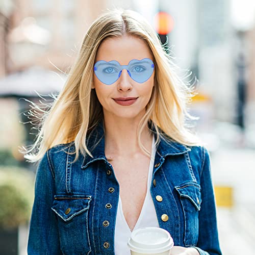 30 Pairs Heart Shaped Rimless Sunglasses,Candy Color Frameless Glasses,Transparent Heart Sunglasses for Women4