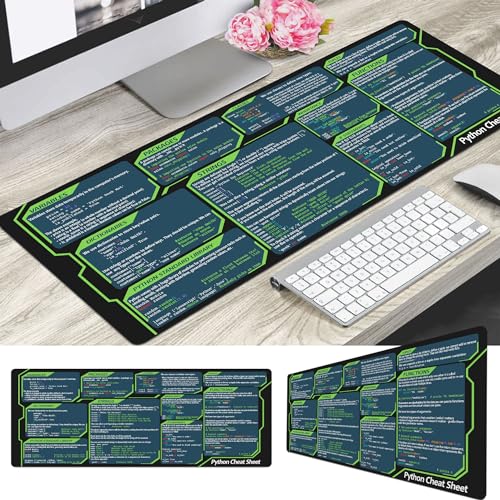 Image of Designfullprint Python Cheat Sheet Mousepad for Beginner, Python Reference Guide Desk Mat, Python CheatSheet for Software Engineers, Gift for AI Programmer Desk Mat KMH