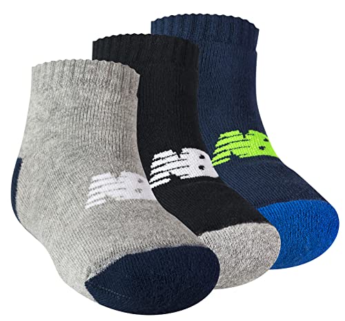Meia Kit 3 Cano Curto Infantil, Unissex, New Balance, Cinza Mescla/Preto/Marinho, 29-32