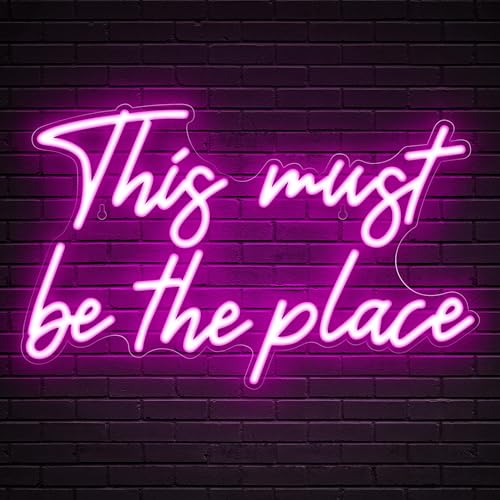 Kavaas This Must Be the Place Neon Signs 16.5 x 10.3 Pink LED Light Up Signs for Wall Decor | This Must Be The Place Sign for Bedroom Bar Cafe Office Man Cave