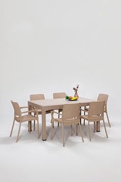 Rattan L x Dikd rtgen Cappucino Masa Tak m  Bah e&Balkon