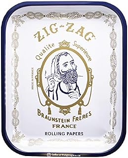 Zig-Zag Large White Metal Rolling Tray (13.4" x 10.8")