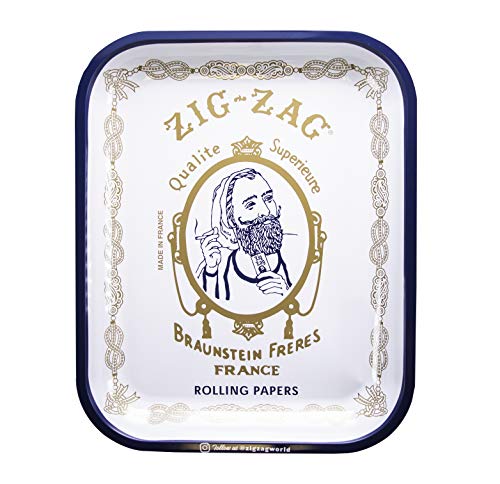 Zig-Zag Large White Metal Rolling Tray (13.4" x 10.8")