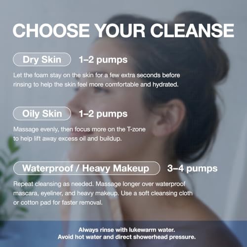 Image of 3-in-1 Micro Foam Face Wash, Hydrating Cleanser with Hyaluronic Acid, Makeup Remover Foam, Clean-Rinse Finish, 5.07 fl oz - For Women