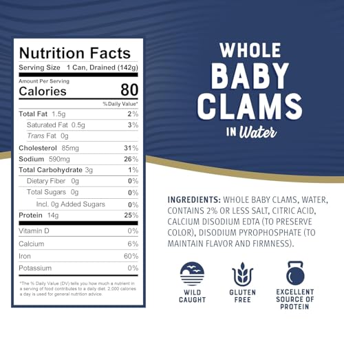 Image of Snow's Whole Clam Bundle - 1 Bottle Juice and 1 Can Whole Clams for Chowders, Soups, and Stews