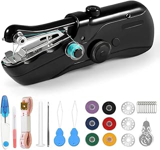 29Pcs/Set Handnähmaschine Elektrisch Tragbare, Mini-Handnähmaschine mit Nähzubehör, Schnelle Nähgeschwindigkeit, Einfach Bedienbar, für Vorhänge Kleidung DIY Handwerk, für Hause und Outdoor-Notfall