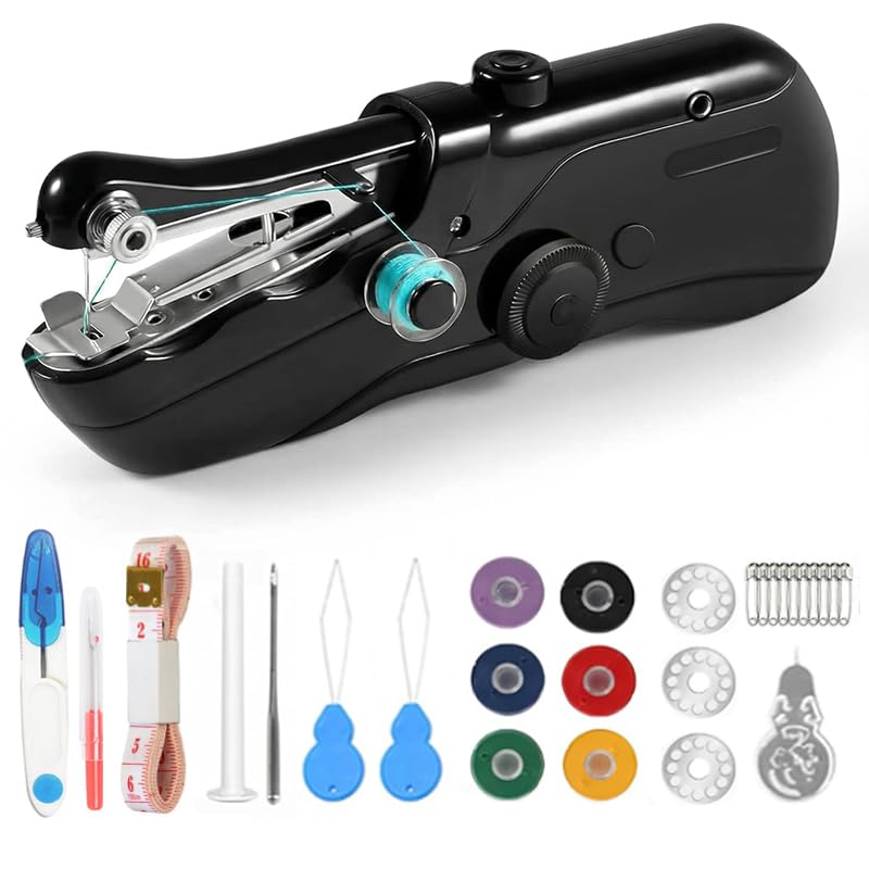 29Pcs/Set Machine à Coudre électrique Portable, Mini Machine à Coudre Main avec Accessoires, Couture Rapide et Facile à Utiliser, pour Bricolage Maison et...