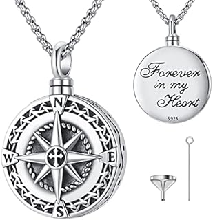 Eusense Urn Necklace for Ashes Ashes Pendant Cremation Jewellery 925 Sterling Silver Keepsake Memorial Jewelry for Dog Cat Pet Human Ashes
