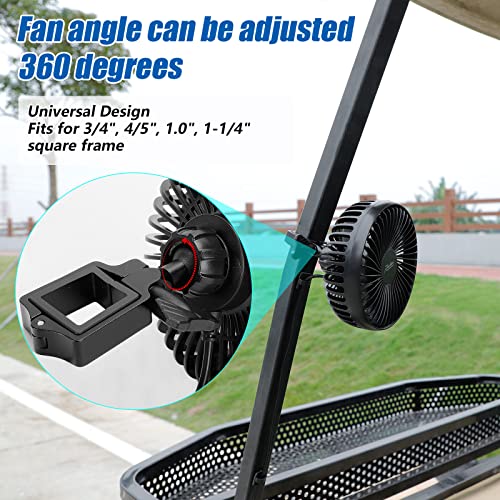 Roykaw Golf Cart Fan Portable Usb Input Fit For Ezgo Club Car Yamaha, 3-Speed Settings, 360 Degree Rotation, Long Lasting, Low Noise Designed, Quick Release & Won't Fall Off - 1 Pcs #TOP3