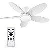 Orabriz 35 Inch Ceiling Fan with Lights and Remote Control, Quiet Modern Low Profile Fan Light with 6 Speeds, Dimmable LED, Reversible Blades for Bedroom Living Room Indoor/Outdoor, White