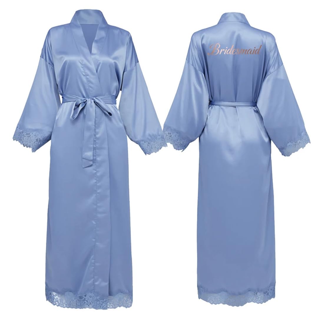 Yeuyyben Vestaglie lunghe da donna in raso opaco in pizzo kimono da sposa abiti da damigella d'onore abiti da notte per feste di nozze
