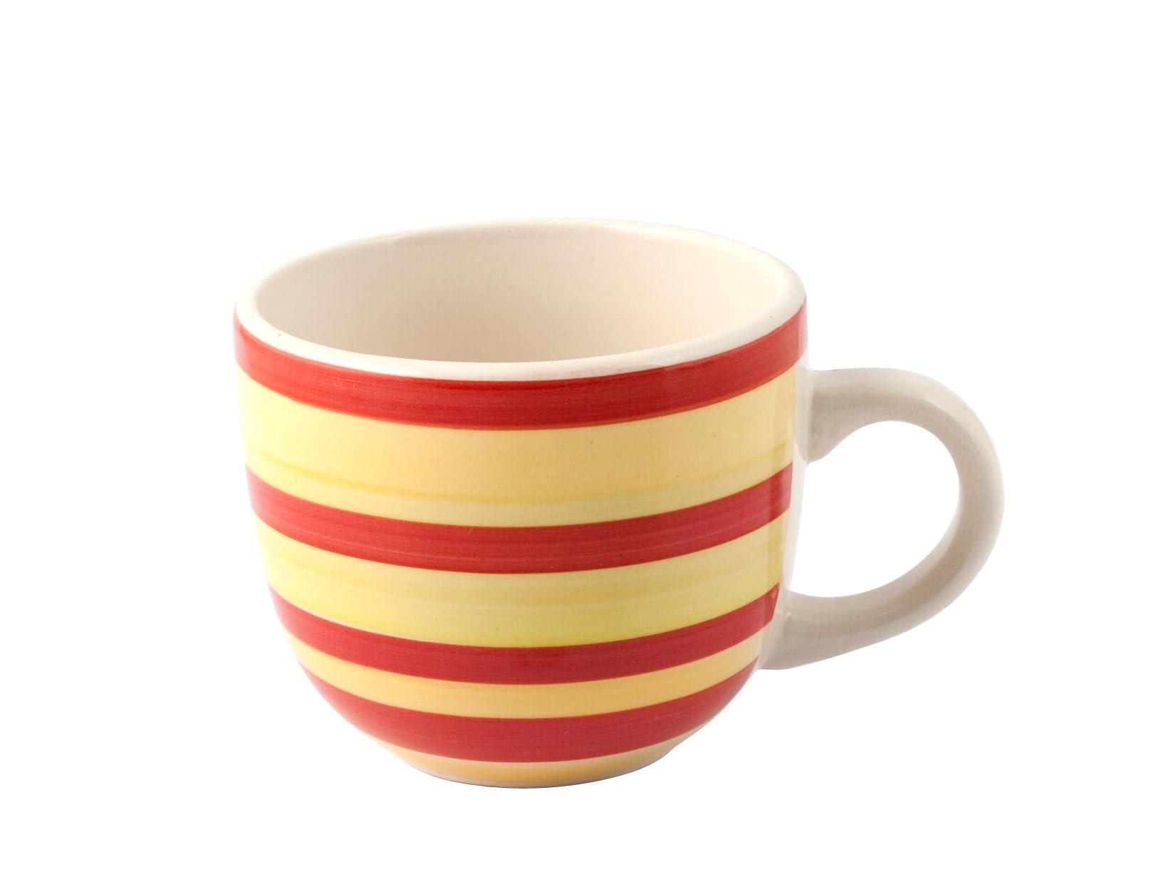 H&H Home, Set 8 Tazze da Thè in Stoneware 100 Righe, Senza Piatto, Colori Assortiti, 250 cc - Lavabili in Lavastoviglie e Idonee per Microonde