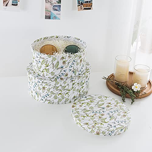 Soul & Lane Spring Festival Oval Paperboard Decorative Storage Boxes With Lids - Set 2: Nesting Cardboard Home Décor Containers, Stacking Floral Design Gift Boxes, Vintage Mache Craft Storage #TOP5