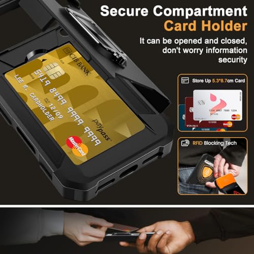 Image of ZORBES 3 in 1 Multifunctional Fashion Phone Case for iPhone 17 Pro max | TPU Phone Case with Card Slot, Shockproof & Anti-slip Design, Rotatable Folding Phone Ring Support Sliding Camera Lens Shield