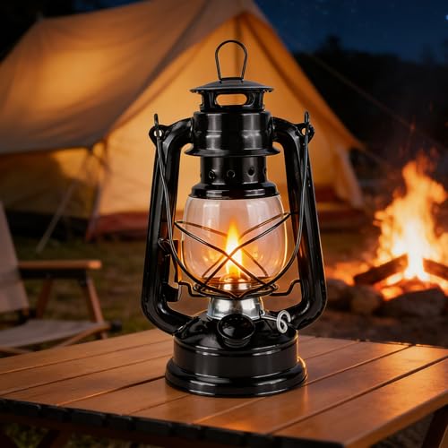 Oil lamp Kerosene lamp Hurricane Lanterns for Indoor Decorative Black 2 PCS by BRKEJI - Image 4