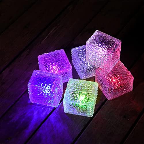 YUNJACKEYDZ Solar Brick Lights - 6 Pack Solar Ice Cube Lights RGB Color Changing Lamp IP65-Waterproof Brick Light Outdoor Brick Decor in Garden Patio Yard Lawn Pool(2.75in2.75in)(RGB)