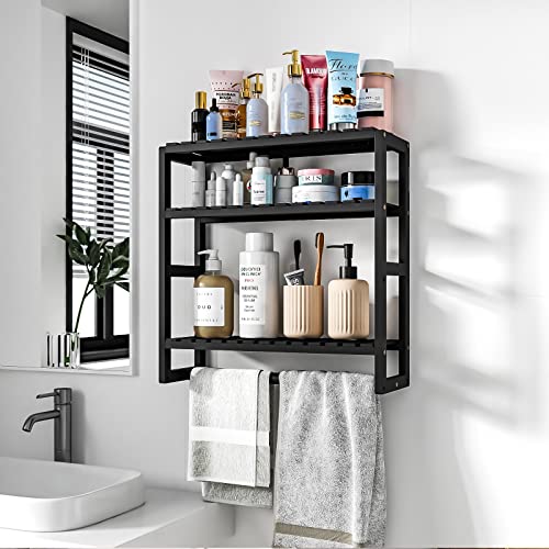Galood Bathroom Shelves for Storage Black Adjustable 3 Tiers Plant Shelf Over The Toilet Storage with Hanging Rod Galood Bathroom Shelves for Storage Black Adjustable 3 Tiers Plant Shelf Over The Toilet Storage with Hanging Rod