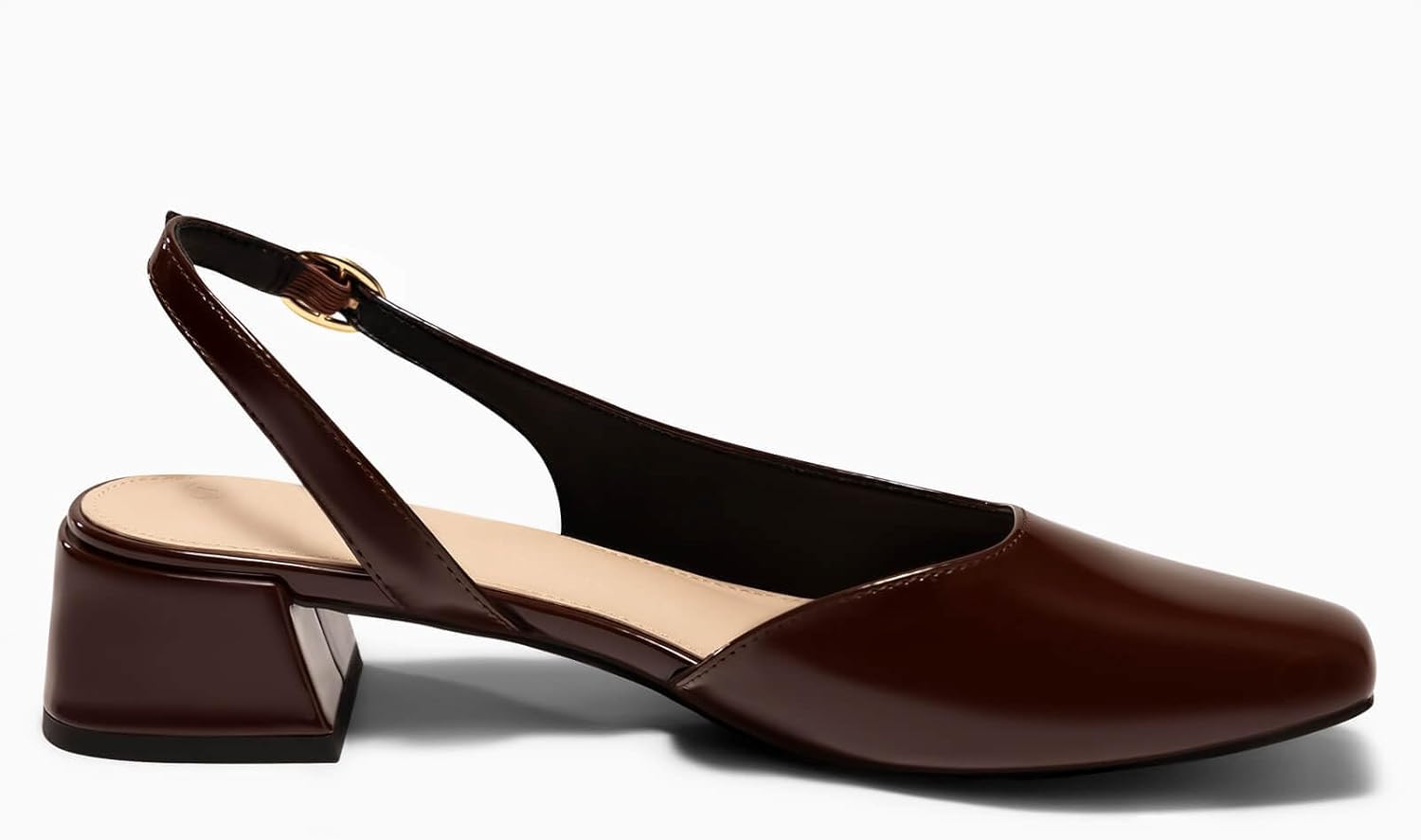 Coutgo Womens Chunky Low Heels D'Orsay Slingback Pumps Closed Square Toe Work Office Dress Shoes - Image 4