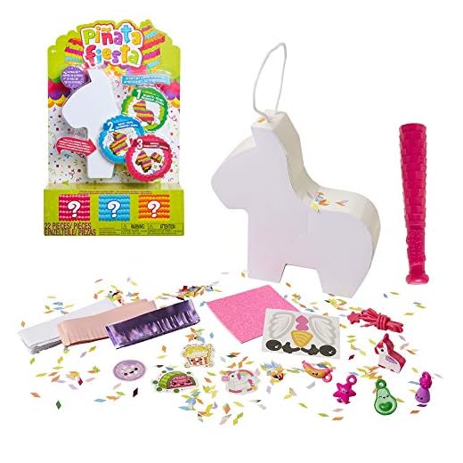 Piñata Fiesta Activity Set with Fun Party-Themed Surprises & Colorful Confetti - 6 Different Piñatas To Collect, Unicorn, Pony, Taco, Rainbow, Watermelon Or Burro! Which One Will You Get?