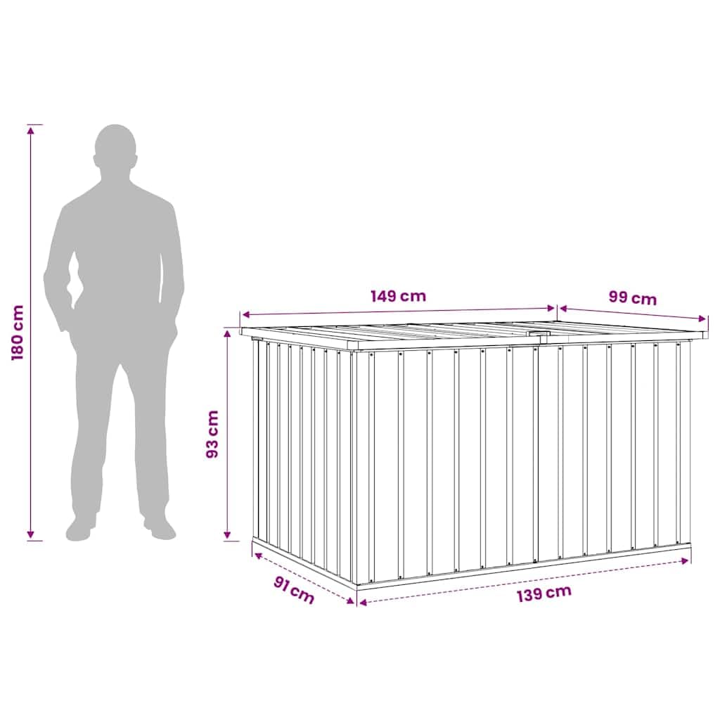 Gartenbox Braun aus verzinktem Stahl mit 1,03 m³ Stauraum, wetterfest, wasserdicht, mit Klappdeckel für Auflagen, Kissen, Polster, ideal für Balkon, Terrasse, Outdoor und Winter