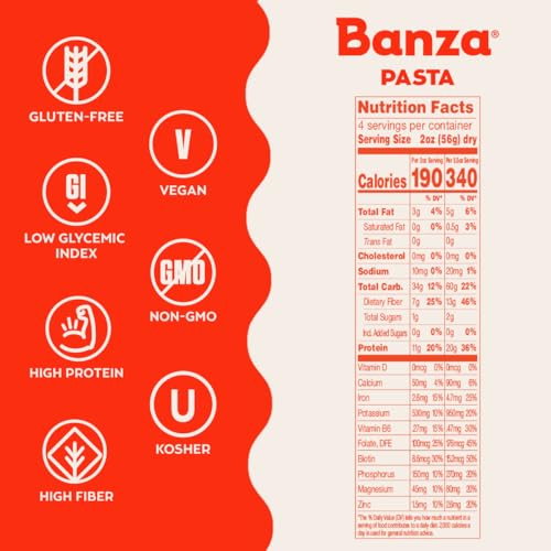 image for Banza Rotini Pasta from Chickpeas - Gluten Free, High Protein, and Low