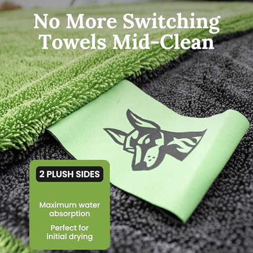 Image of XL Car Drying Towel for Trucks - 1200 GSM Twisted Loop Microfiber, 24 inch x 45 inch Edgeless, Scratch-Free