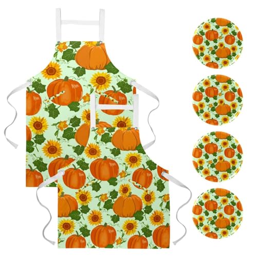 Tablier de serveuse lot de 2 avec broches pour restaurant bistrot et bar de style floral