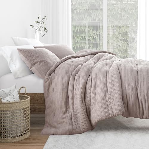 Merit Linens Waffle Textured 3 Piece Comforter Set All Season