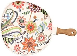 NOTEface Miski ceramiczne naczynie stek taca do sałatek z drewnianym uchwytem dekoracja domu talerze obiadowe Boże Narodzenie płaski talerz owalne naczynia zastawa stołowa chiński styl (nazwa koloru: 2)