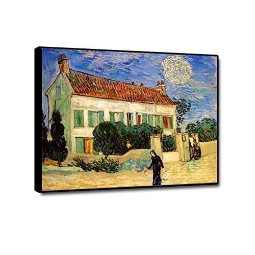 Peinture Van Gogh La Maison Blanche de nuit pour sublimer votre salon moderne