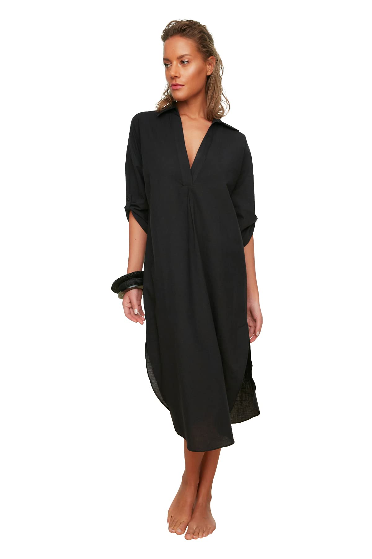 Trendyol Black Tiper detailliertes Strandkleid, 34