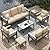 AECOJOY Aluminum Patio Furniture Set with Waterproof Cover, Modern Outdoor Patio Furniture with Coffee Table, 7 Pieces Outdoor Conversation Set with Beige Cushions for Balcony, Porch, Lawn