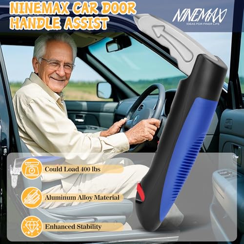 NINEMAX Einstiegshilfe Auto Senioren, Ausstiegshilfe Auto für Ältere Menschen, Haltegriff Autogriff Zum Aussteigen Mobilitätshilfe Grip Helfer, 1 Stück (Blau)