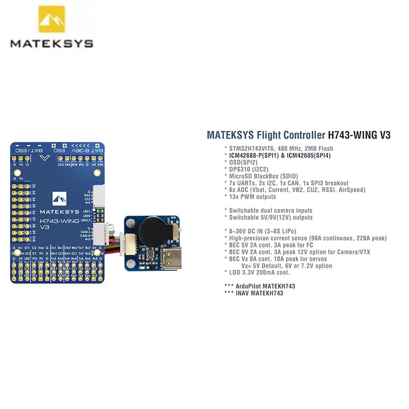 Image of SoloGood RC Drone Flight Controller H743-WING V3 FC Built in OSD BEC Current Sensor Betaflight or Inav Configurator for RC FPV Airplane