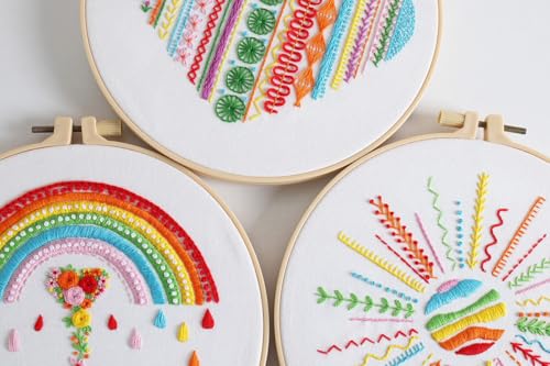 Image of Konrisa Easy Embroidery Kit for Beginners Stamped Embroidery Starter Kit DIY Sewing Needlepoint Cross Stitch for Adults, Stitch Practice Kit 3 Embroidery Fabric Pattern