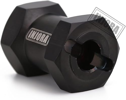 Miniatura 3 de INJORA Hub hexagonal RC de 0.472 in, ruedas de latón, extensión de cubo hexagonal, adaptador de unidad hexagonal negra para 110 RC Crawler Axial