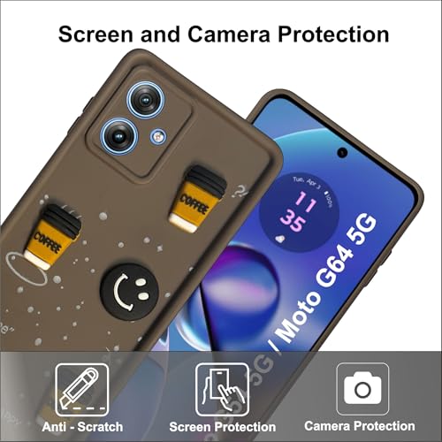 Image of SBMS Silicone Back Cover Case for Motorola G54 5G / Moto G64 5G | Cute Fun 3D Cartoon, Coffee Design Silicone Case | Camera Protection Bump | Shockproof Back Cover Case for Moto G54 (Coffe Mug Brown)