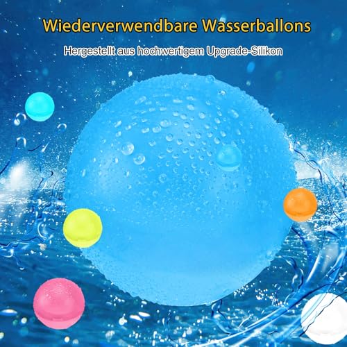 12 Stück Wasserbomben Wasserballons Wiederverwendbar Mit 1 Mesh Bag, Reusable Water Balloons für Sommer, Pool, Strand, Garten, Outdoor