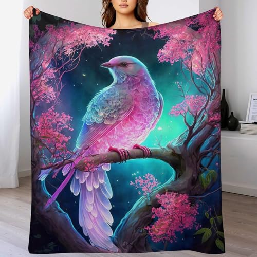 Couverture oiseau mignon plaid flannel chaud contre les soirées fraîches - 2