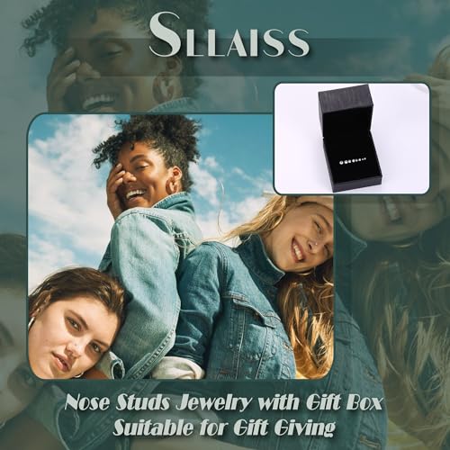 image for Sllaiss 8 Pcs 20G Nose Ring Studs Made with Austrian Crystal for Women