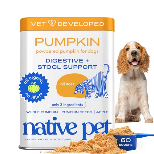 Native Pet Pumpkin for Dogs - Organic Dog Food Topper Powder - Promotes Firm Stools, Supports...