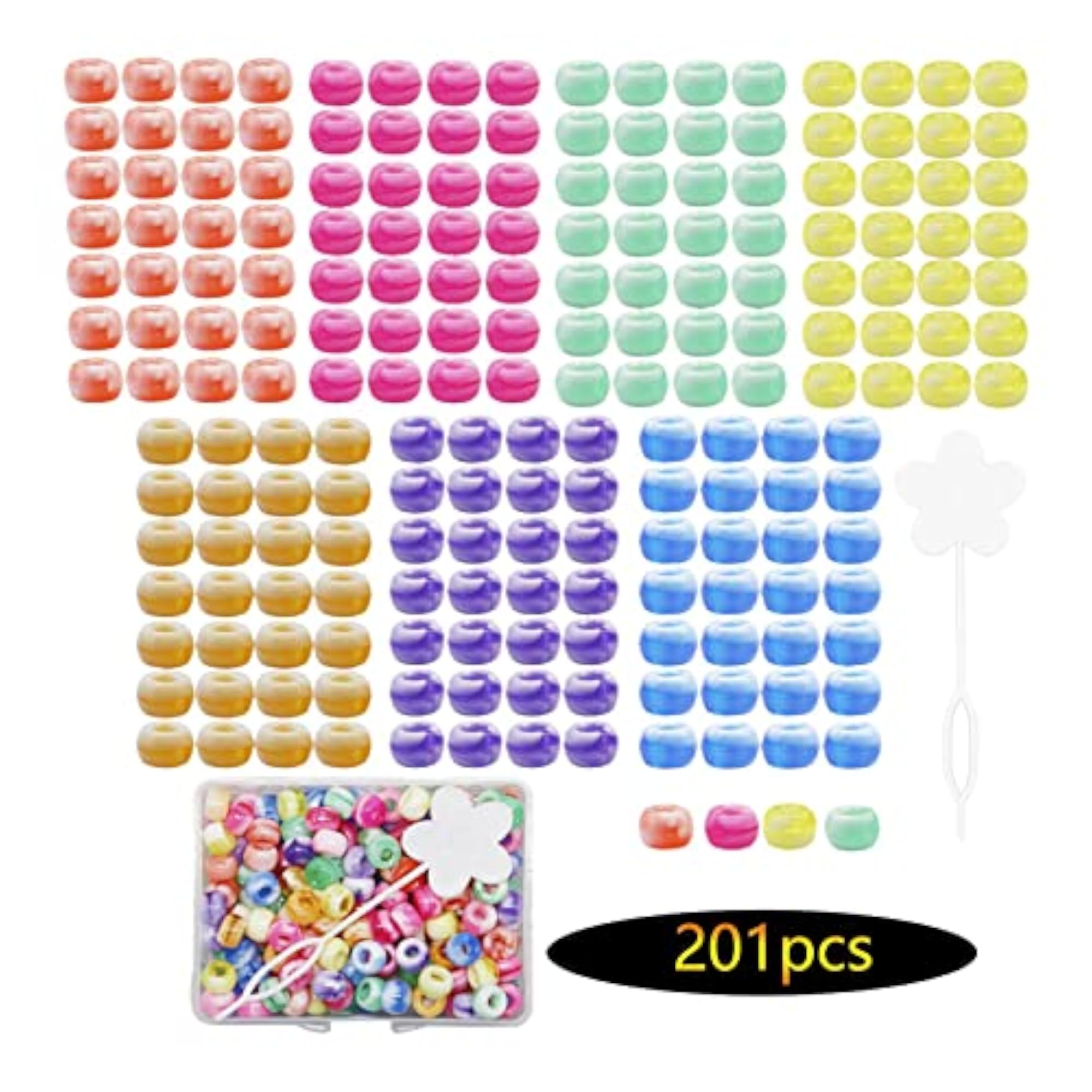 210Pc Candy Color Dreadlock Beads Cuffs Hair Braid Rings, Mixed Colors