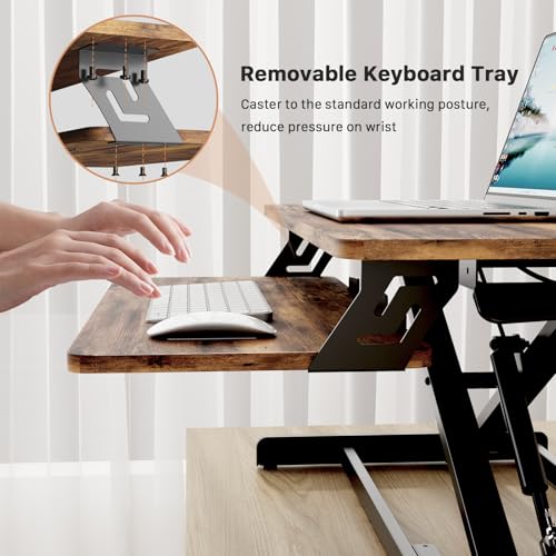 JOY worker 32" Standing Desk Converter with Spring-Lift & Keyboard Tray — view 6