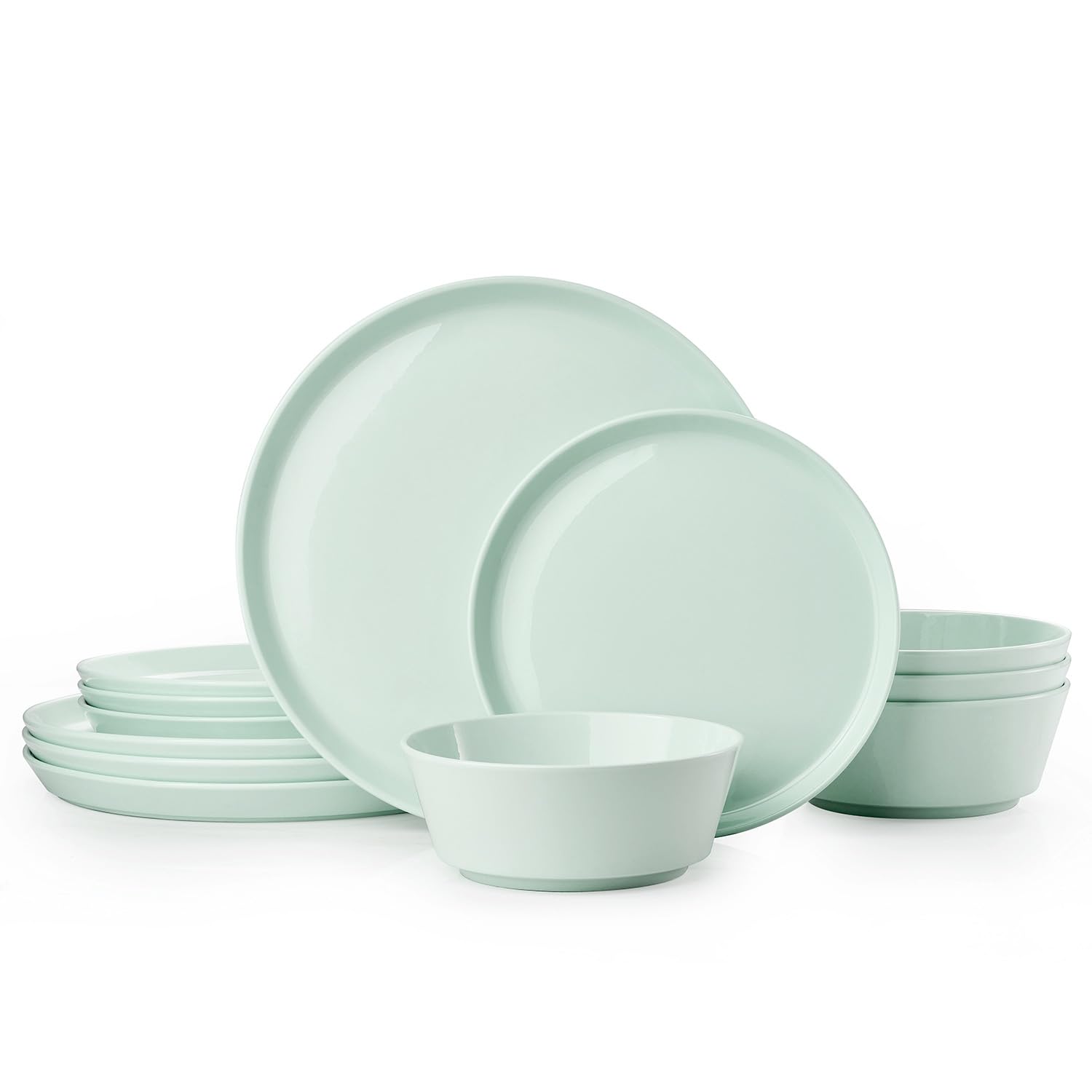 KINGSTONE 12-Piece Bone China Dinnerware Sets, Mint Green