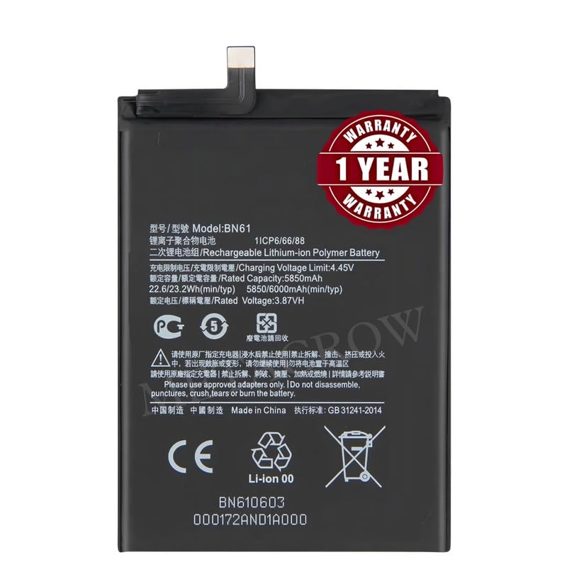Image of Original BN61 Battery Compatible for Xiaomi Poco X3 - (6000mAh) - 1 Year Warranty JK1