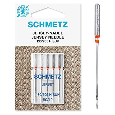 SCHMETZ Domestic Sewing Machine Needles | 5 Jersey Needles | 130/705 H SUK | Needle Size 80/12| for on All Conventional Household Sewing Machines Cover