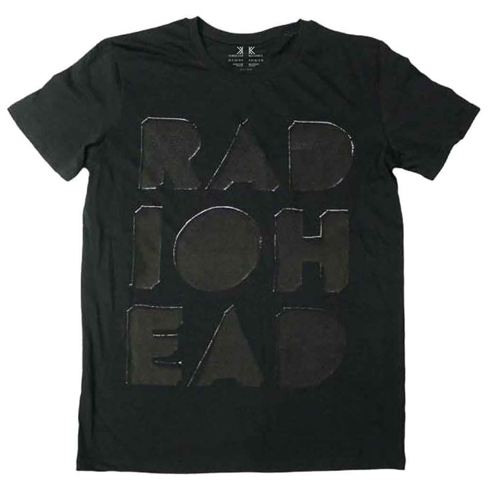 Rock Off Officially Licensed Products Men's Black Radiohead Note Pad Debossed Band Logo T Shirt L